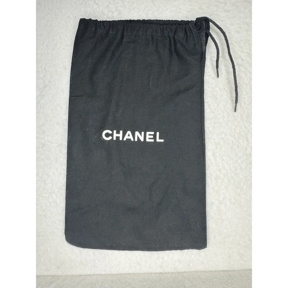 Authentic CHANEL Dust Bag Black Logo Luxury Travel Drawstring Storage‎ Bag 12x7